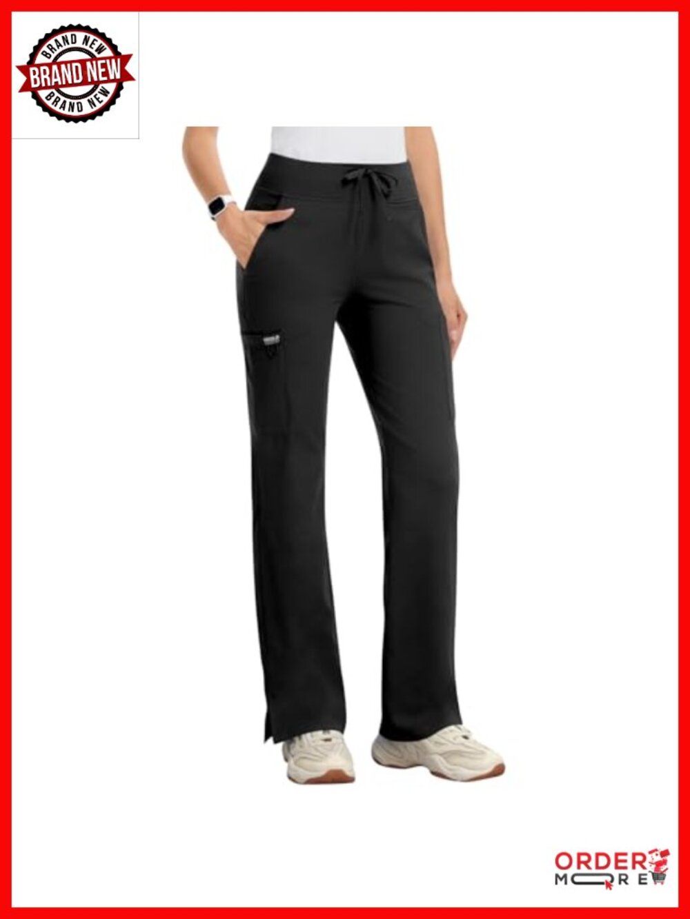 High Rise Yoga Scrub Pants Straight Leg Cargo Medical Work Bottoms